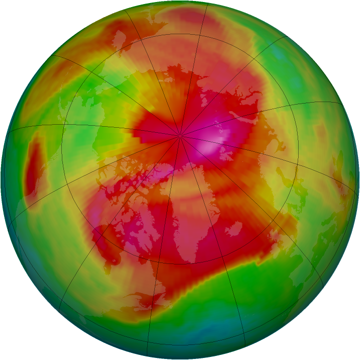 Arctic ozone map for 13 March 1989